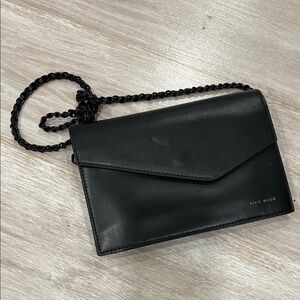 Vegan Leather Pixie Mood Black Crossbody Bag - Metal/Leather Strap